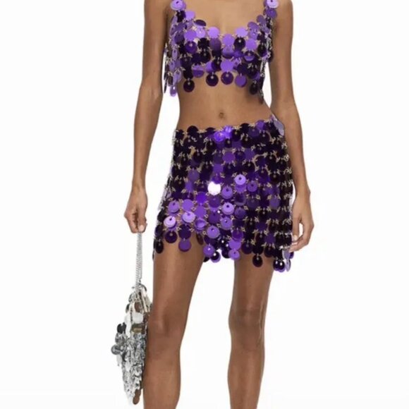 H&M X Rabanne Dresses & Skirts - H&M X Rabanne - Sequin disc Disco mini skirt Purple Medium